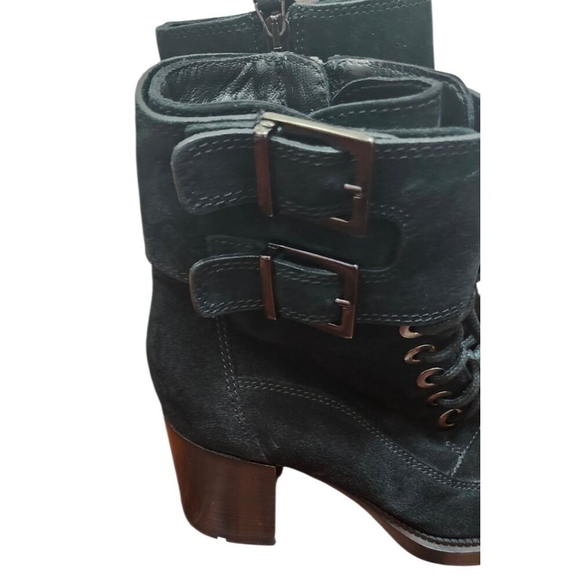 AQUATALIA Suede Lace-Up Buckle Platform Ankle Boots 6 - Picture 4 of 16